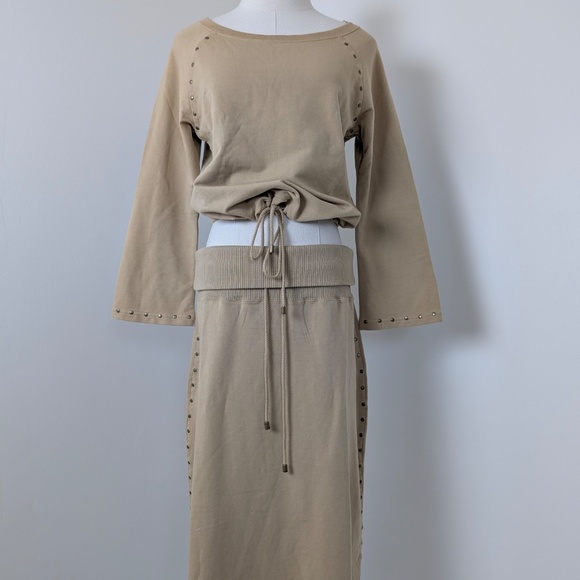 Liz Claiborne 2 Piece Skirt Set Jersey Stretchy Drawstring Scoop Neckline - Picture 5 of 12